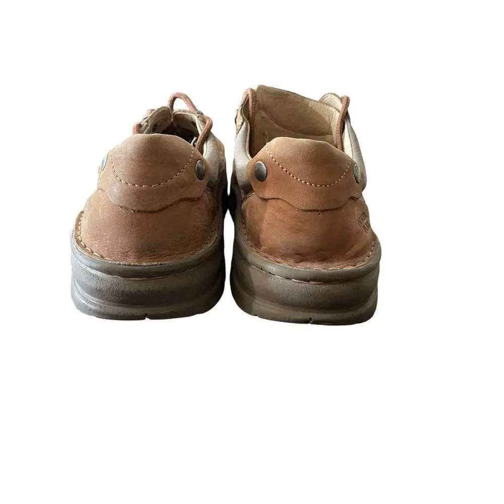 Walker Flex Mens Brown Lace Up Boat Shoe Leather Loafers Size 46